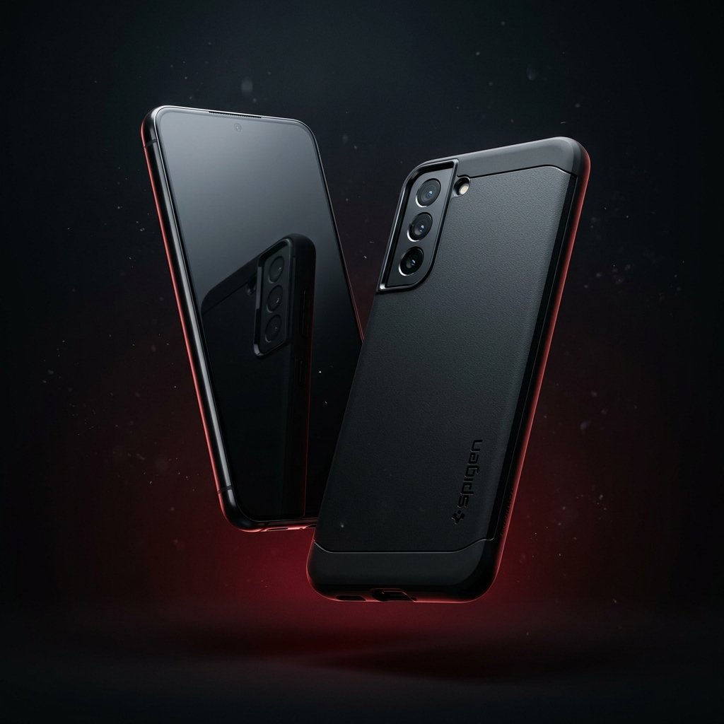 Precision-engineered phone case, studio lit