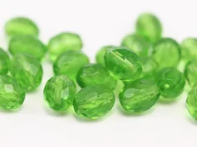 10 Vintage Pistachio Green Czech Glass Faceted Beads Cf-94