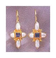 14k Iolite and Cultured Pearl Parlo Earrings