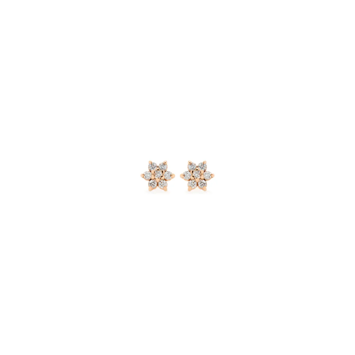 14k Prong Diamond Flower Studs