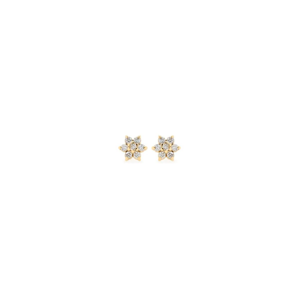 14k Prong Diamond Flower Studs