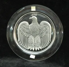 1976 Lalique 8" Crystal Bon Anniversaire Amerique Plate