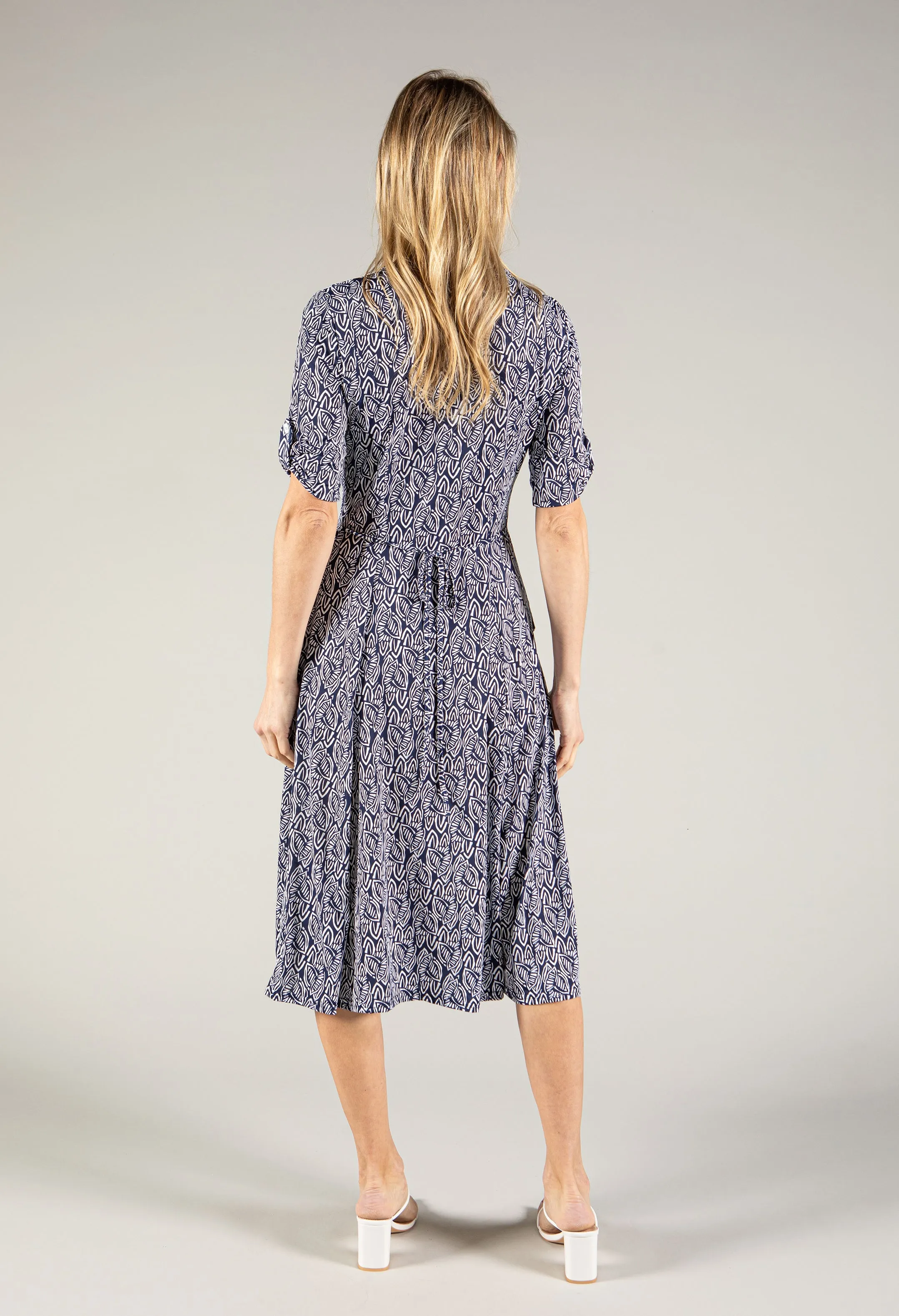 Abstract Button Up Midi Dress