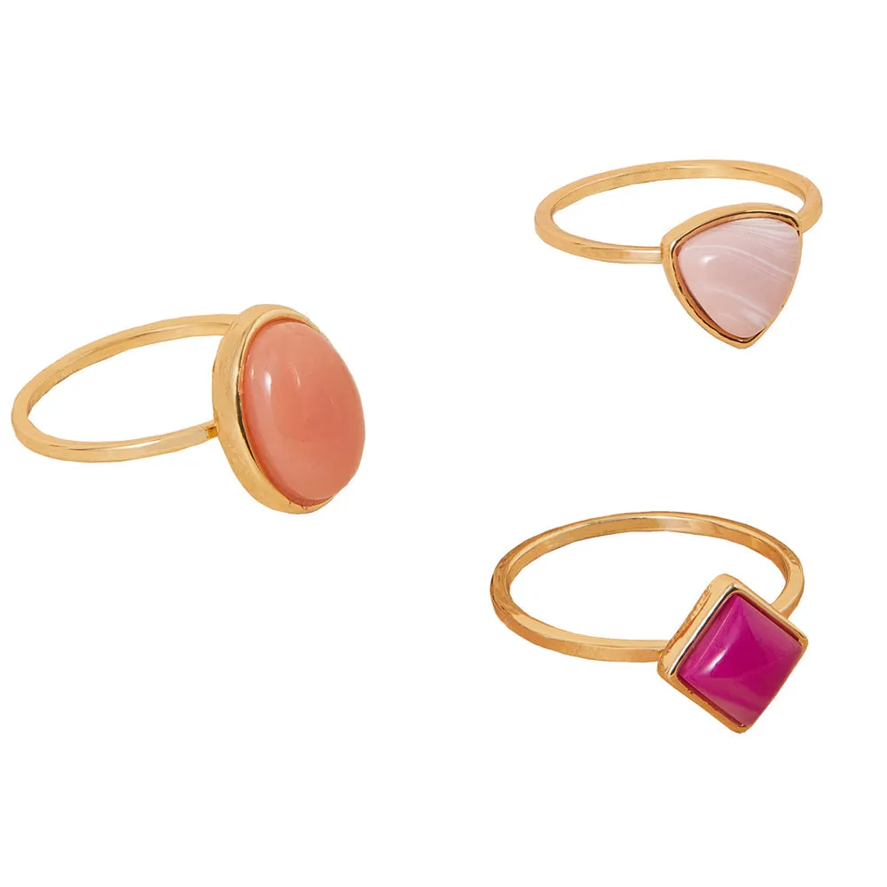 Accessorize London Women'S Multi 3 Stone Ring Pack-Medium