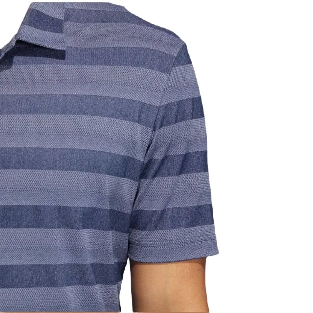 Adidas Two-Color Striped Polo Shirt - Navy