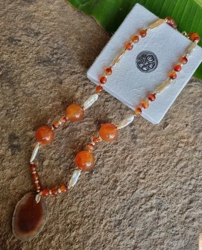 Agate and carnelian necklace