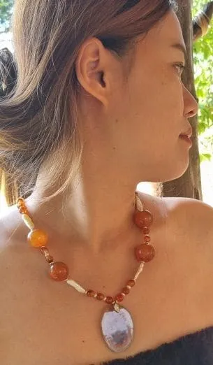 Agate and carnelian necklace