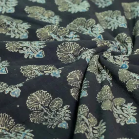 Ajrakh Ash Grey Dahlia Cotton  Fabric