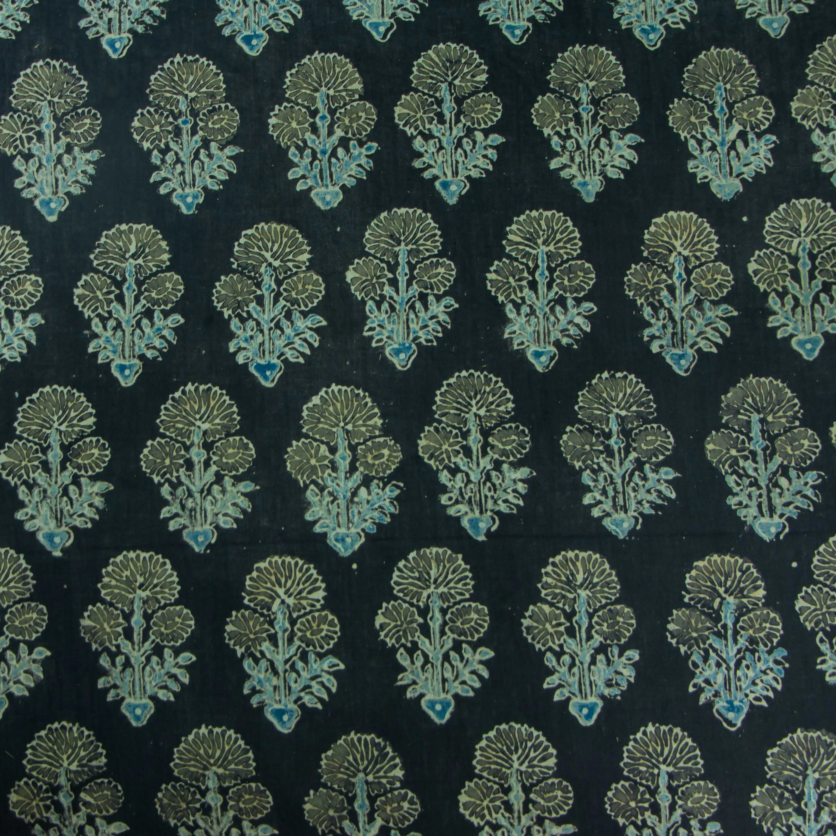 Ajrakh Ash Grey Dahlia Cotton  Fabric