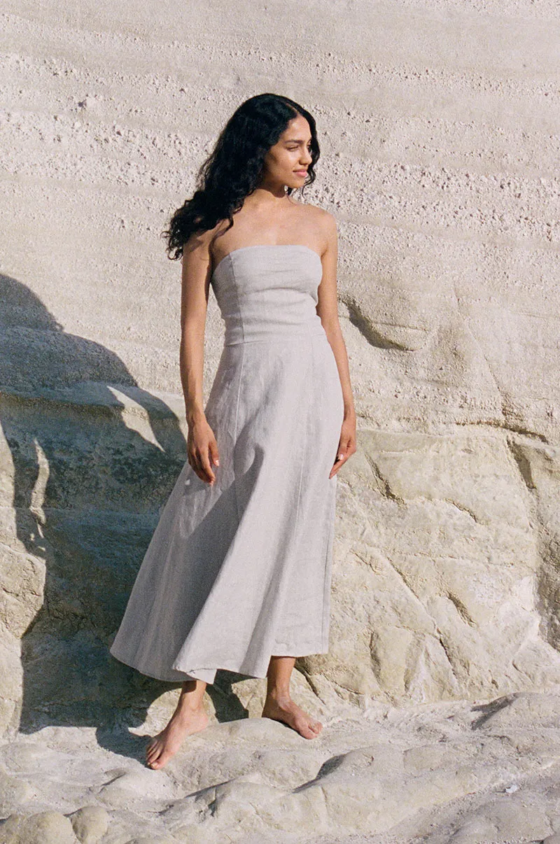 AMARA Midi Dress - stone linen