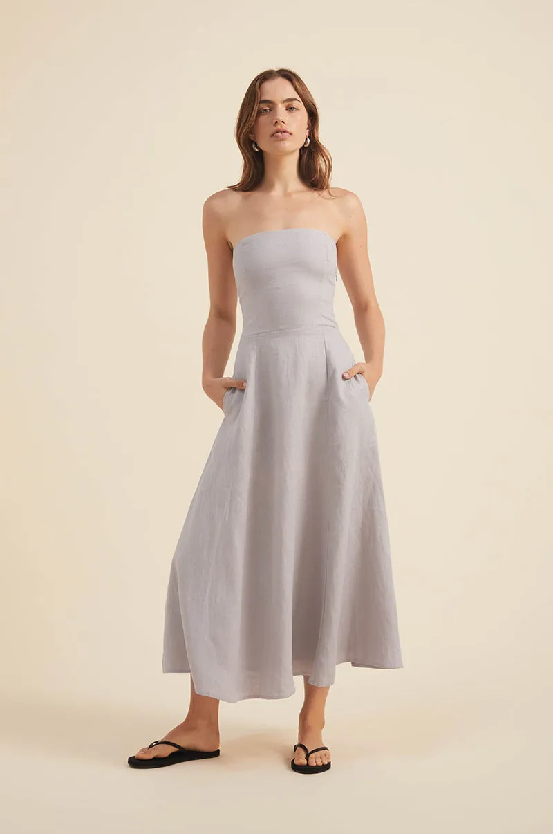 AMARA Midi Dress - stone linen