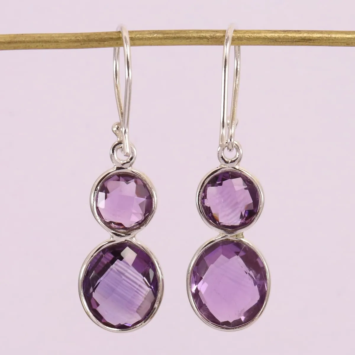 Amethyst Earring Sterling Silver Earring Amethyst Drop Earring Handmade Earring Amethyst Gemstone Earring 40X12mm Earring For Women's