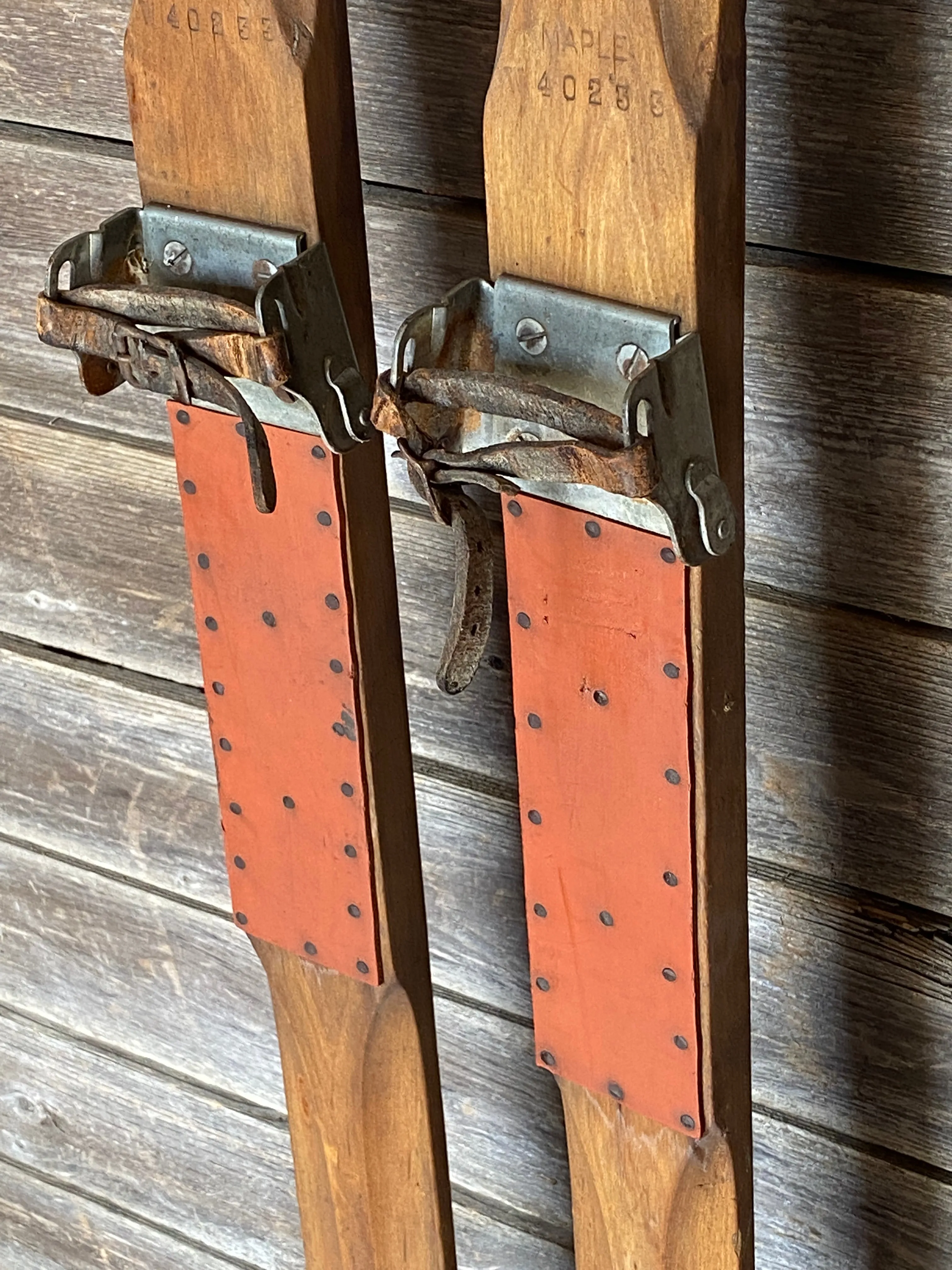 Antique Wooden Maple Skis - c. 1935-40