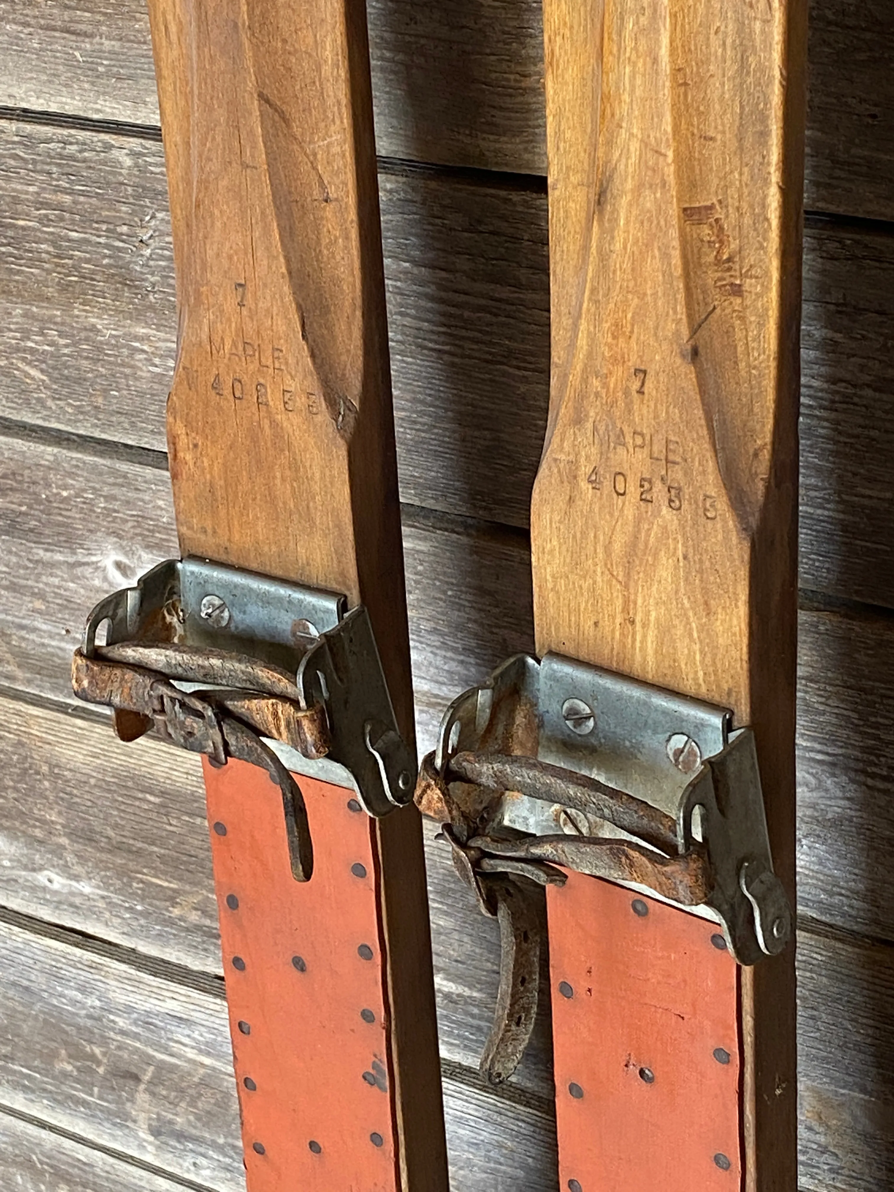 Antique Wooden Maple Skis - c. 1935-40