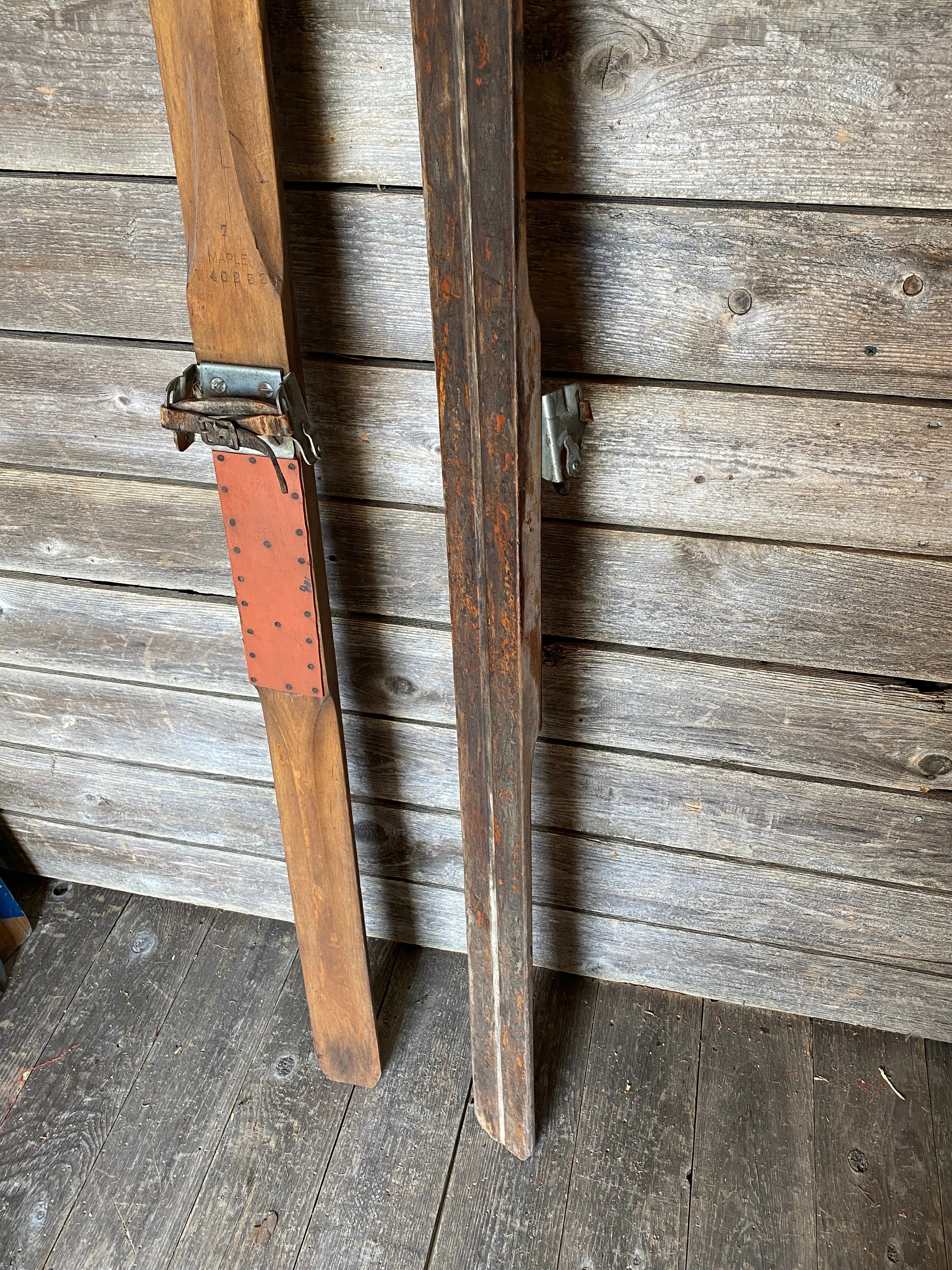 Antique Wooden Maple Skis - c. 1935-40