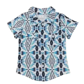 Aztec Geo Boho Boys Button Down Western Shirt - Kids Clothes