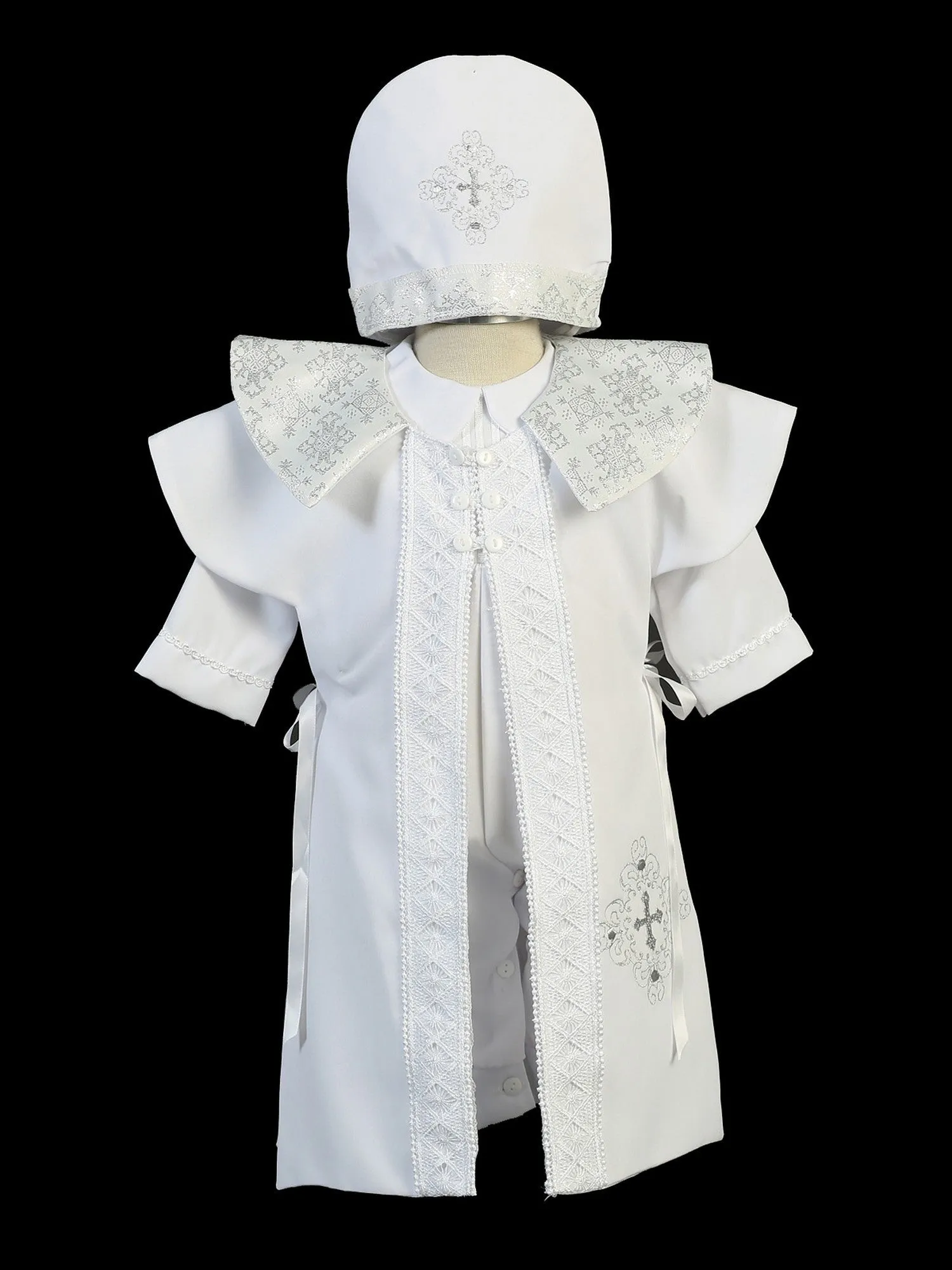 Baby Boys White Sotana Priest's Cassock Pope Style Christening Outfit 6-24M