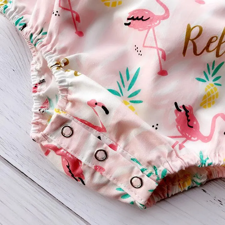 Baby Girls Flamingo Print Rompers