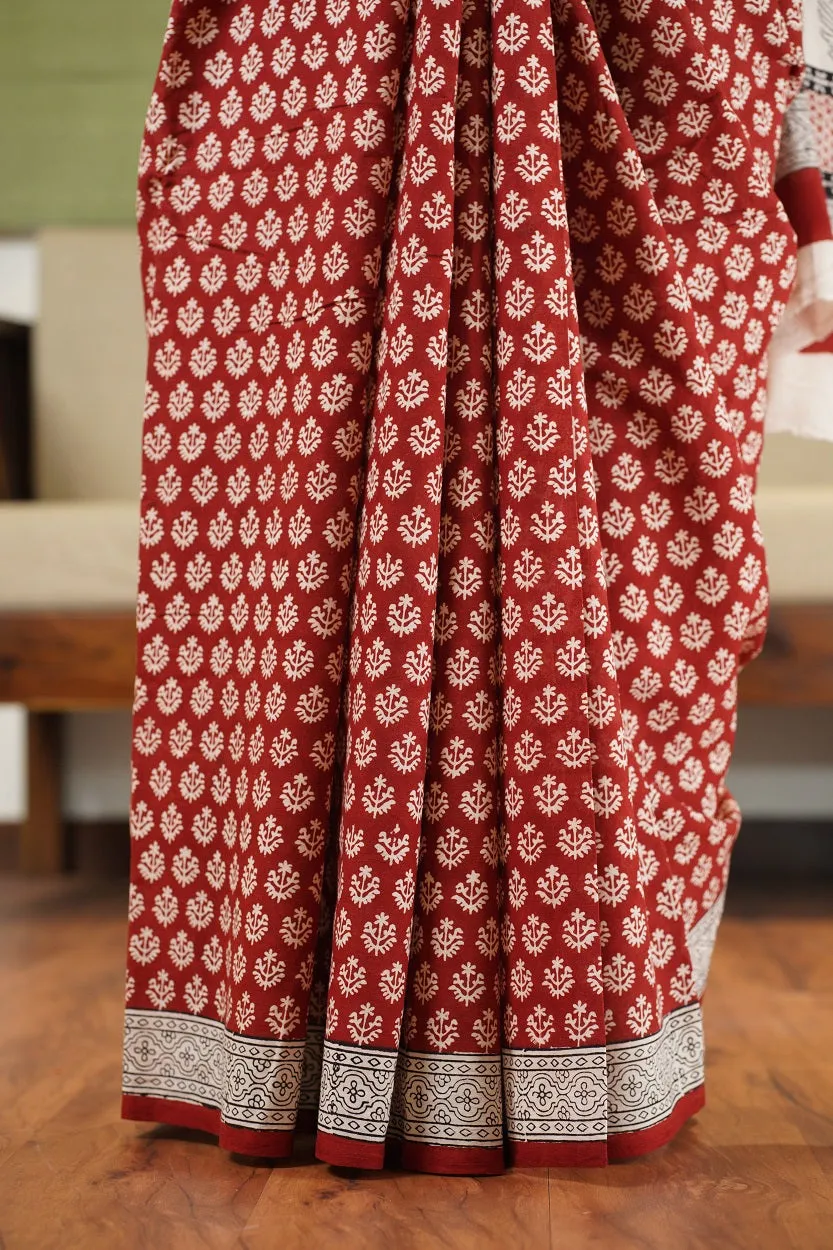 Bagh Hand Block Printed Cotton Saree