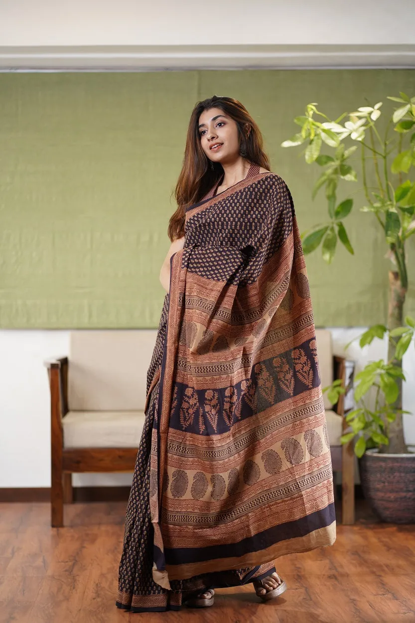 Bagh Hand Block Printed Cotton Saree