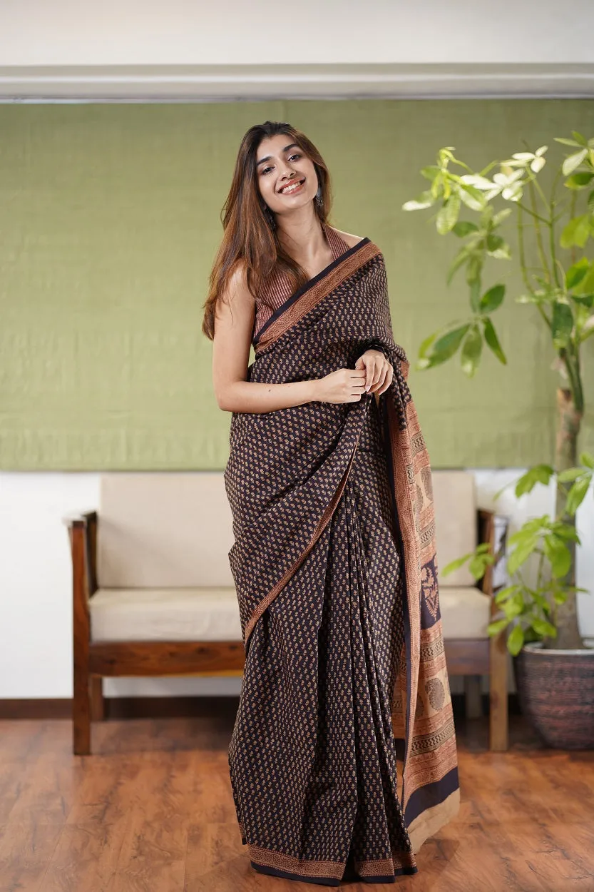 Bagh Hand Block Printed Cotton Saree