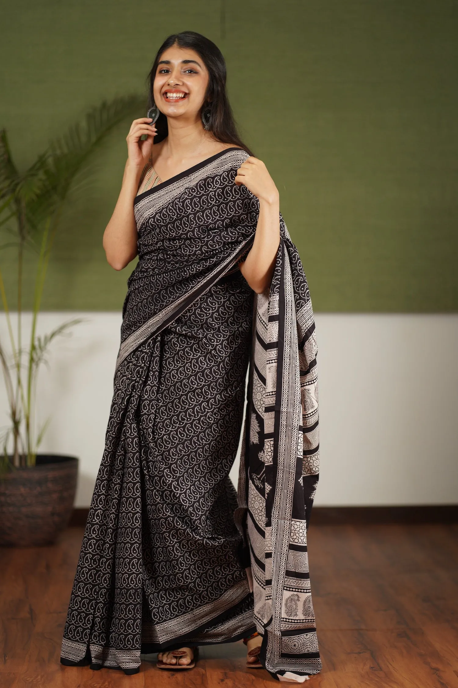 Bagh Hand Block Printed Cotton Saree