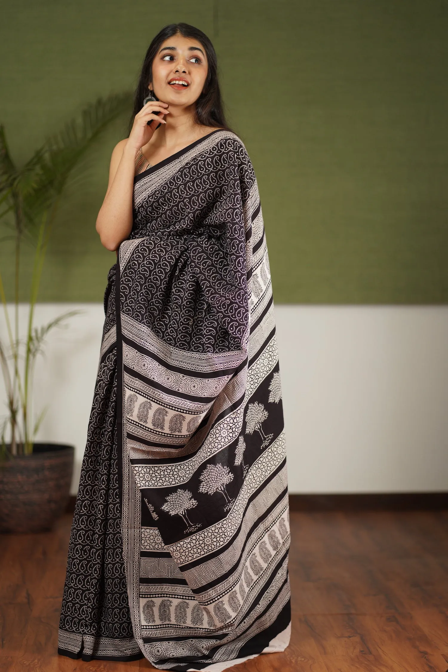 Bagh Hand Block Printed Cotton Saree