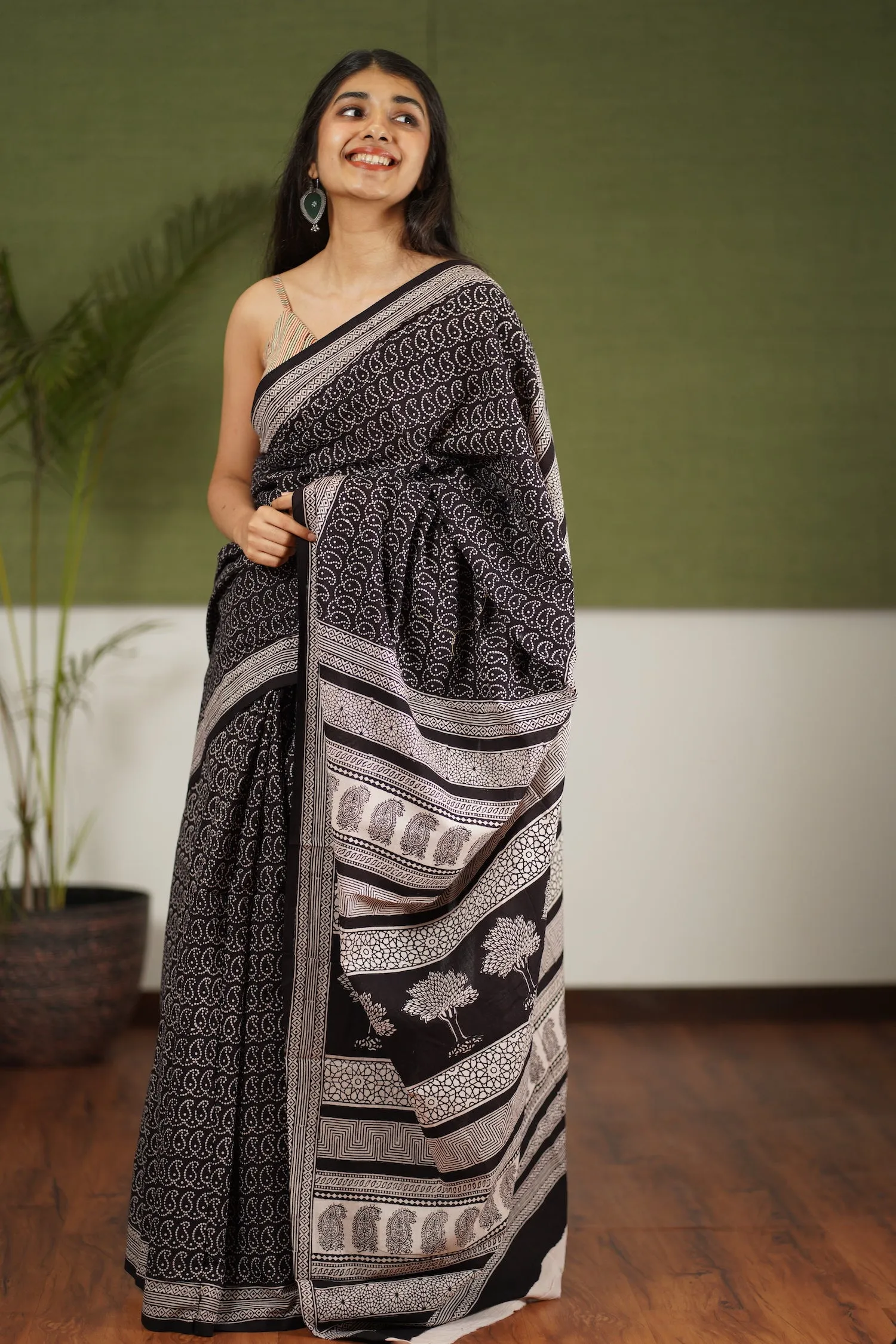 Bagh Hand Block Printed Cotton Saree