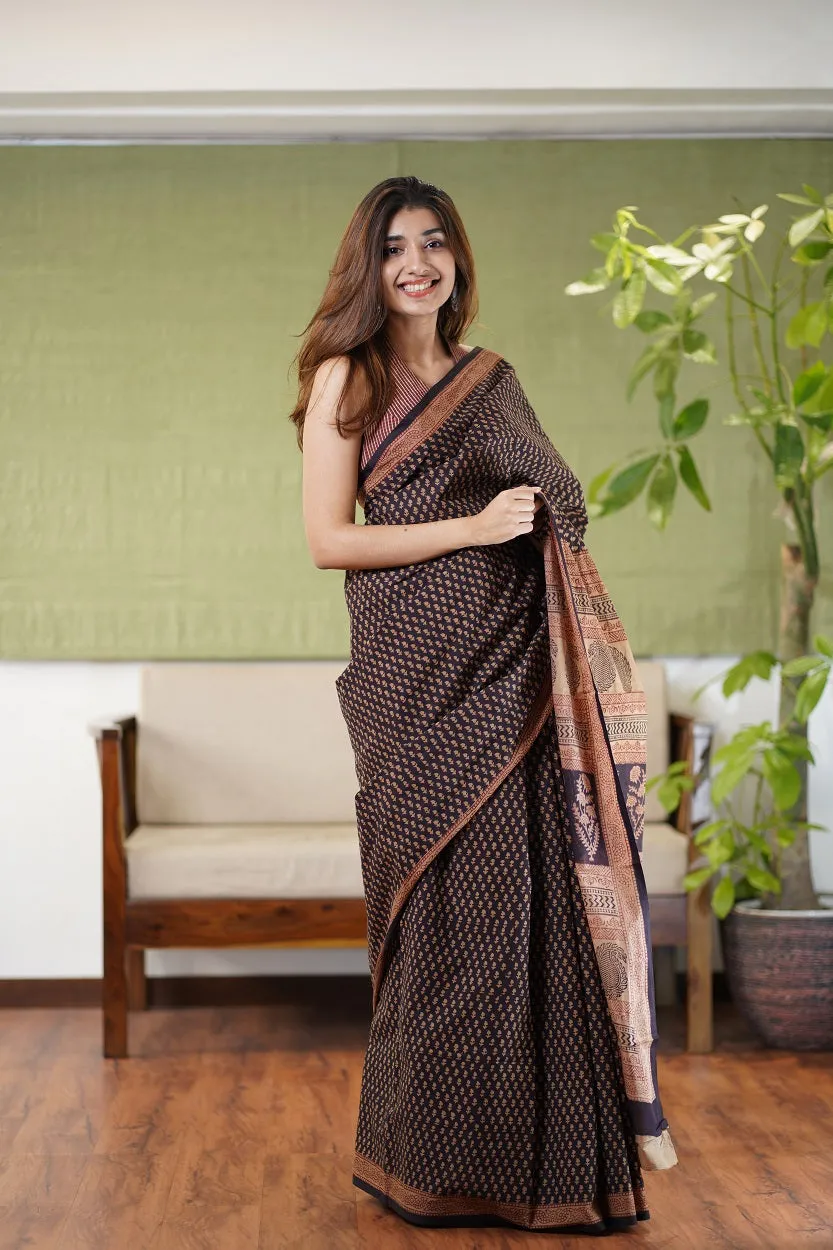 Bagh Hand Block Printed Cotton Saree