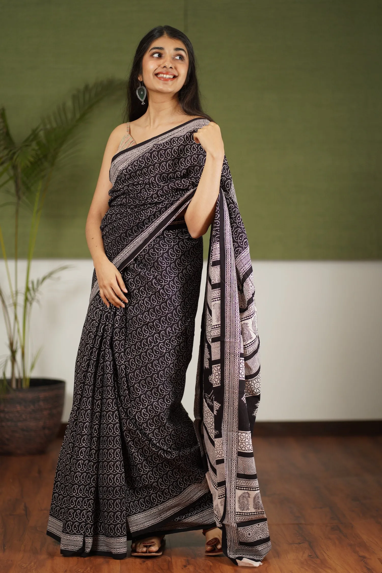 Bagh Hand Block Printed Cotton Saree