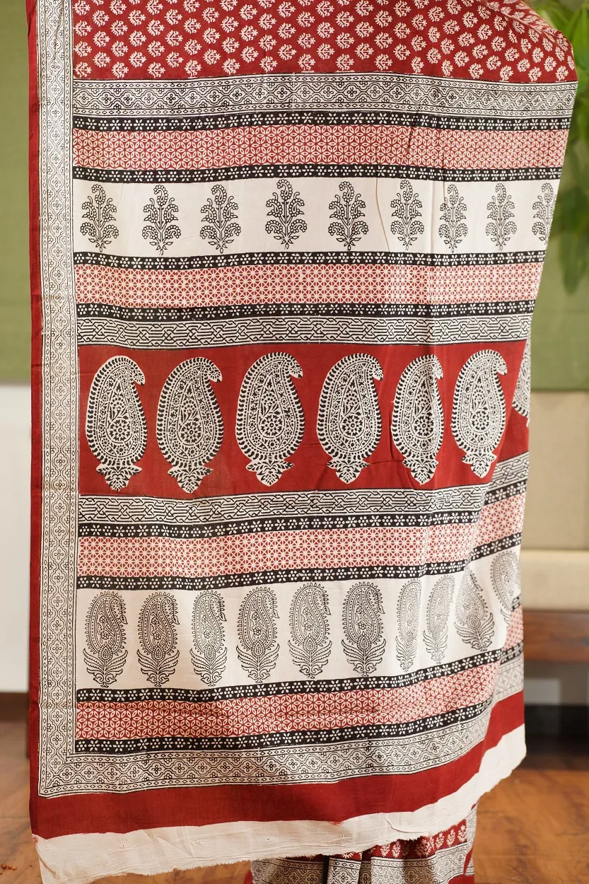 Bagh Hand Block Printed Cotton Saree