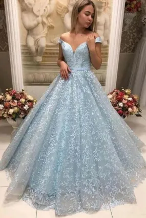 Beautiful Long A-line Sweetheart Off-the-shoulder Lace Prom Dress