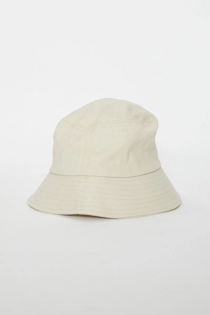 Beige Butterfly & Flower Bucket Hat