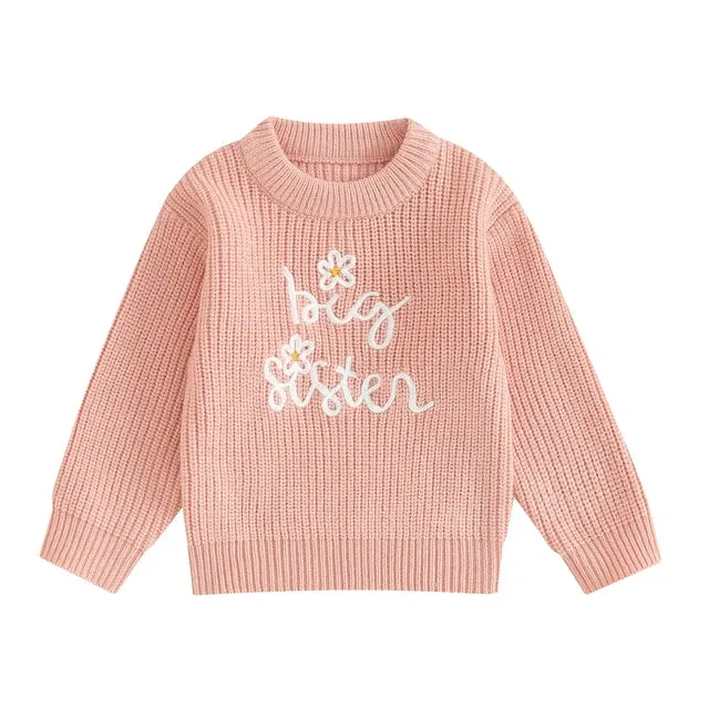 BIG SISTER Flower Knitted Sweater