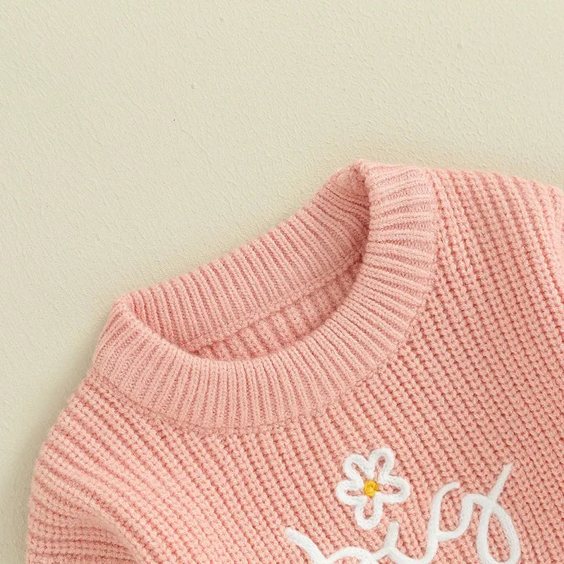 BIG SISTER Flower Knitted Sweater