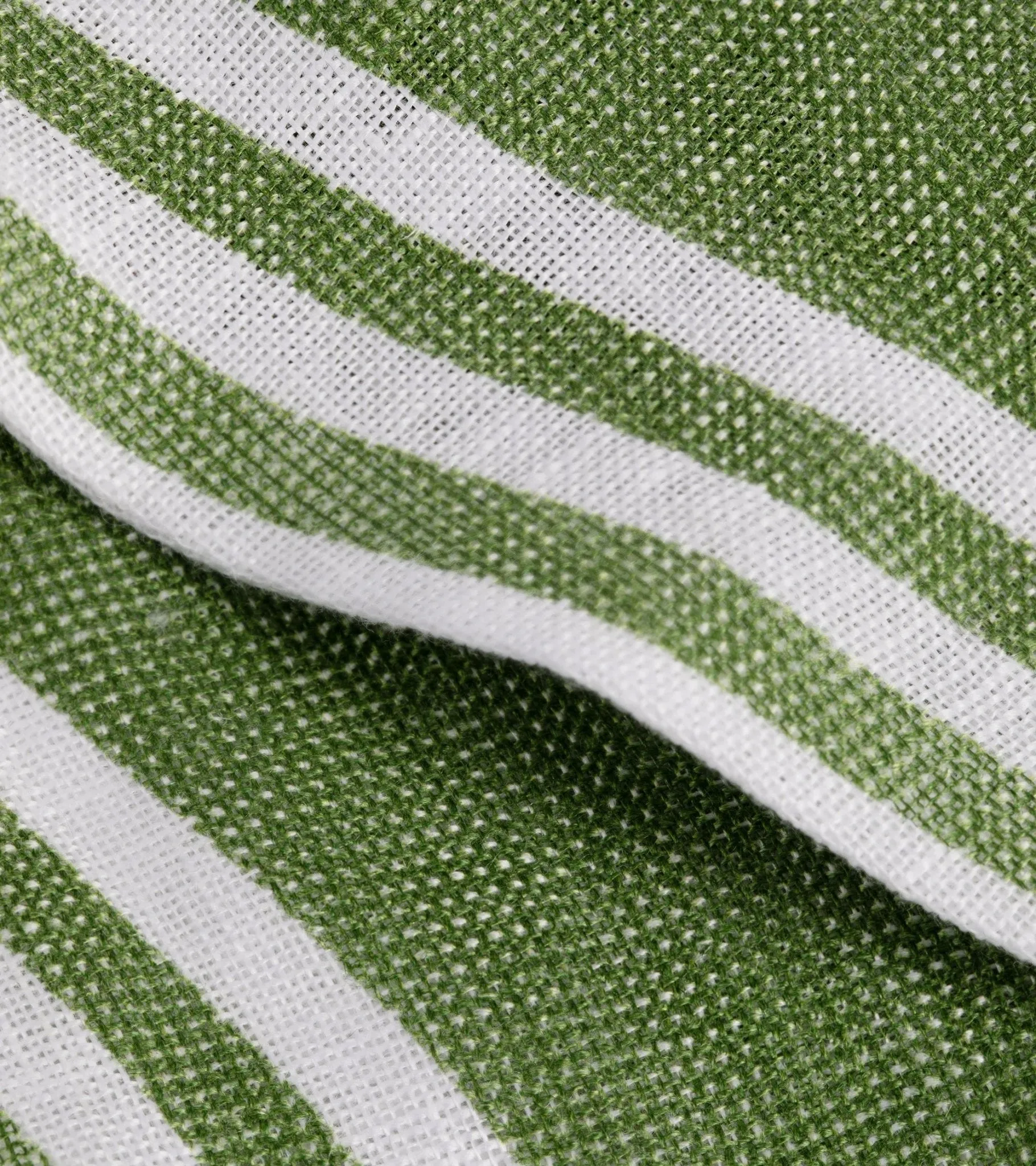 Bigi Linen Border Stripe Triangle Scarf: Green