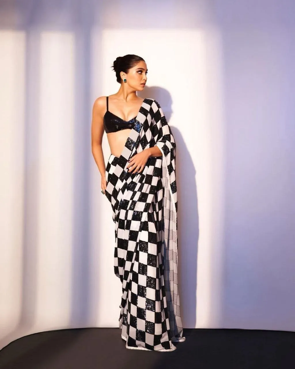 Black and White Fancy Designer Women Saree