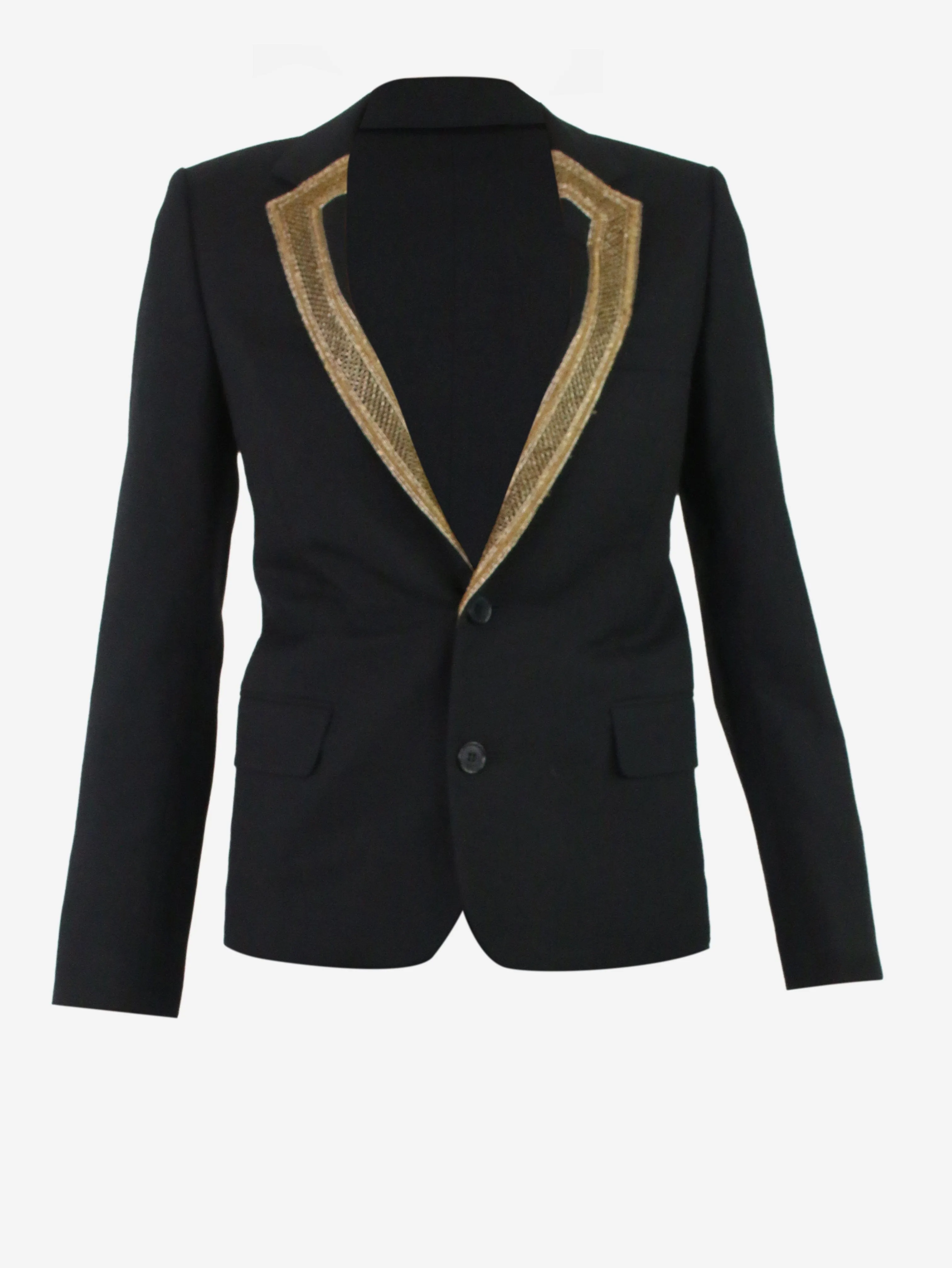 Black buttoned blazer with metal embroidery - size FR 34