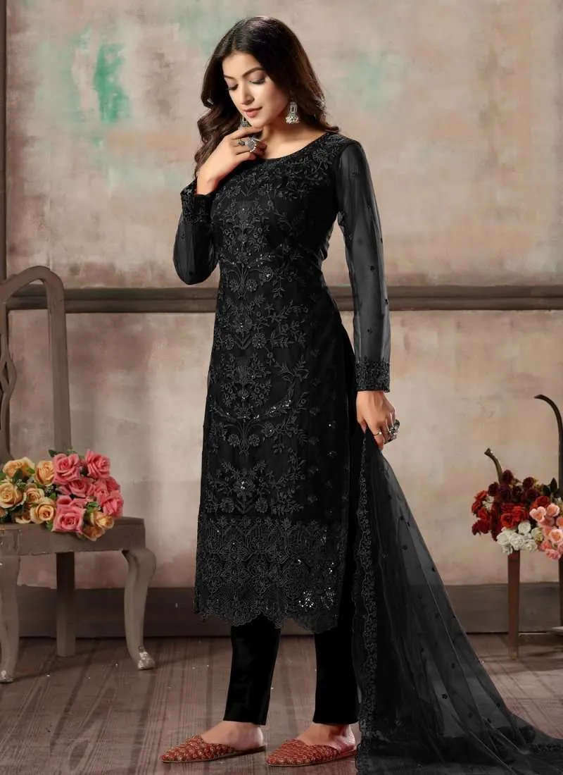 Black Color Hit Original Pakistani Style Festive Party Wear Salawar Kameez