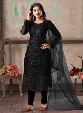 Black Color Hit Original Pakistani Style Festive Party Wear Salawar Kameez