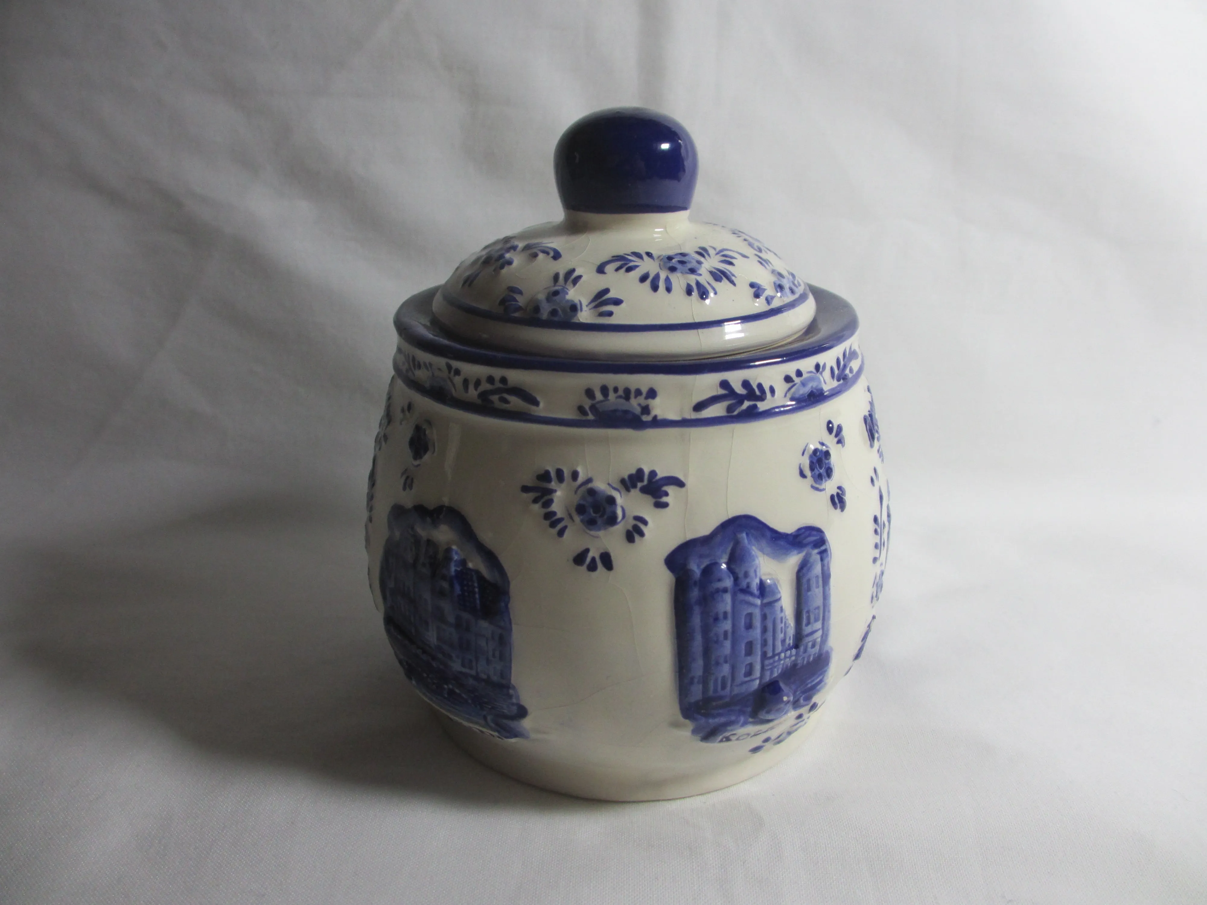 Blue & White Amsterdam Dutch Delft Pot Vintage c1960