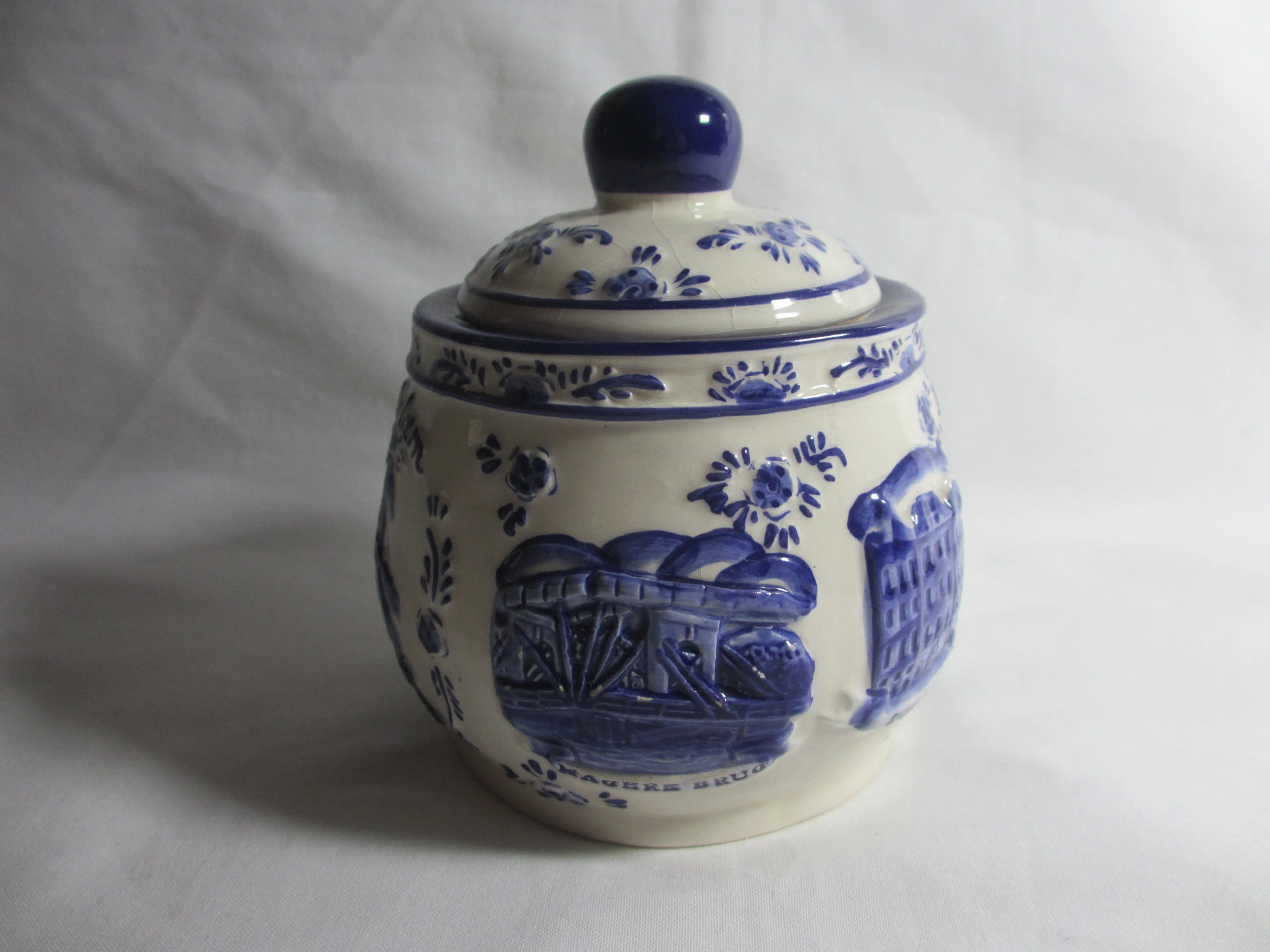 Blue & White Amsterdam Dutch Delft Pot Vintage c1960