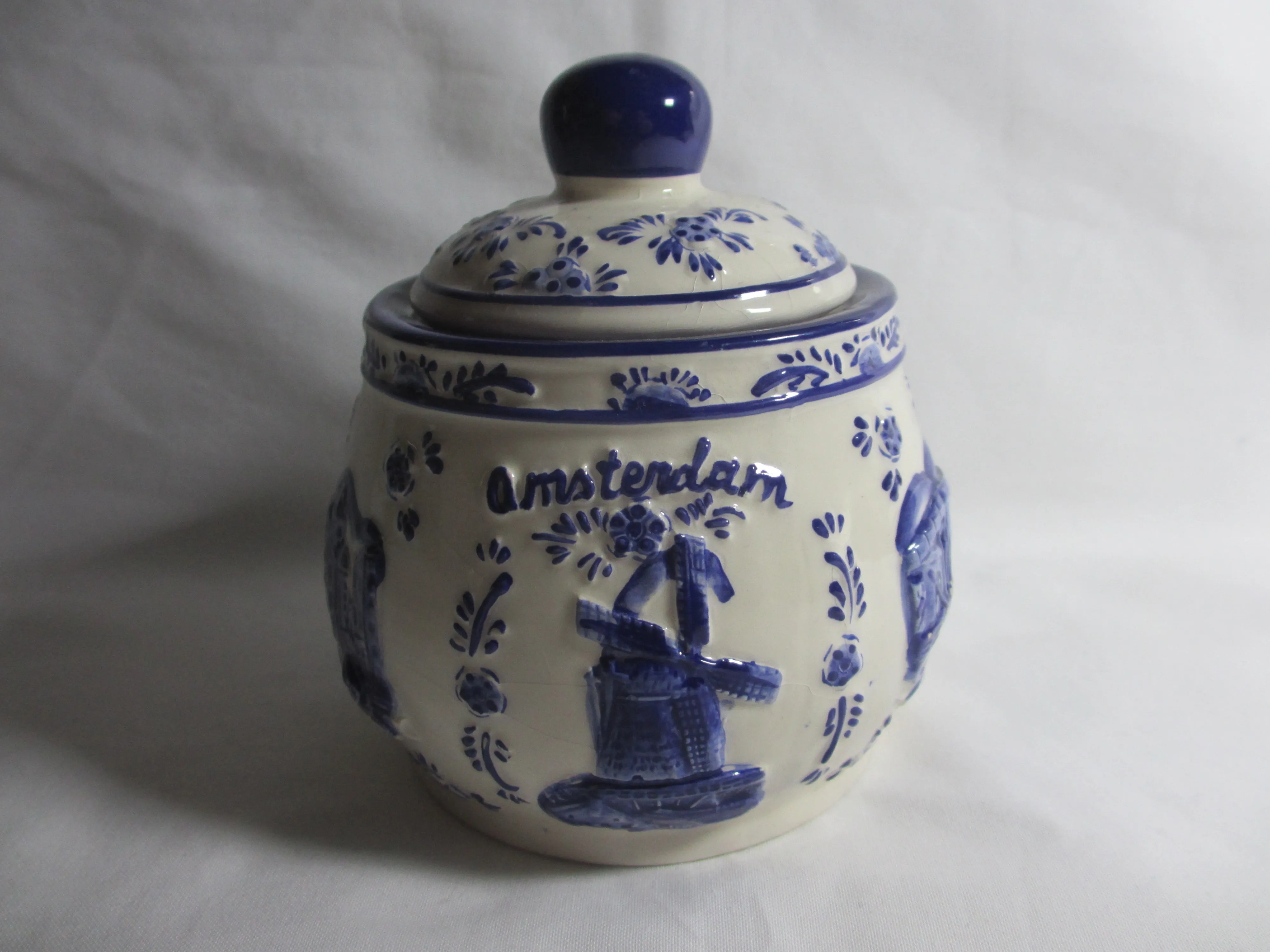 Blue & White Amsterdam Dutch Delft Pot Vintage c1960