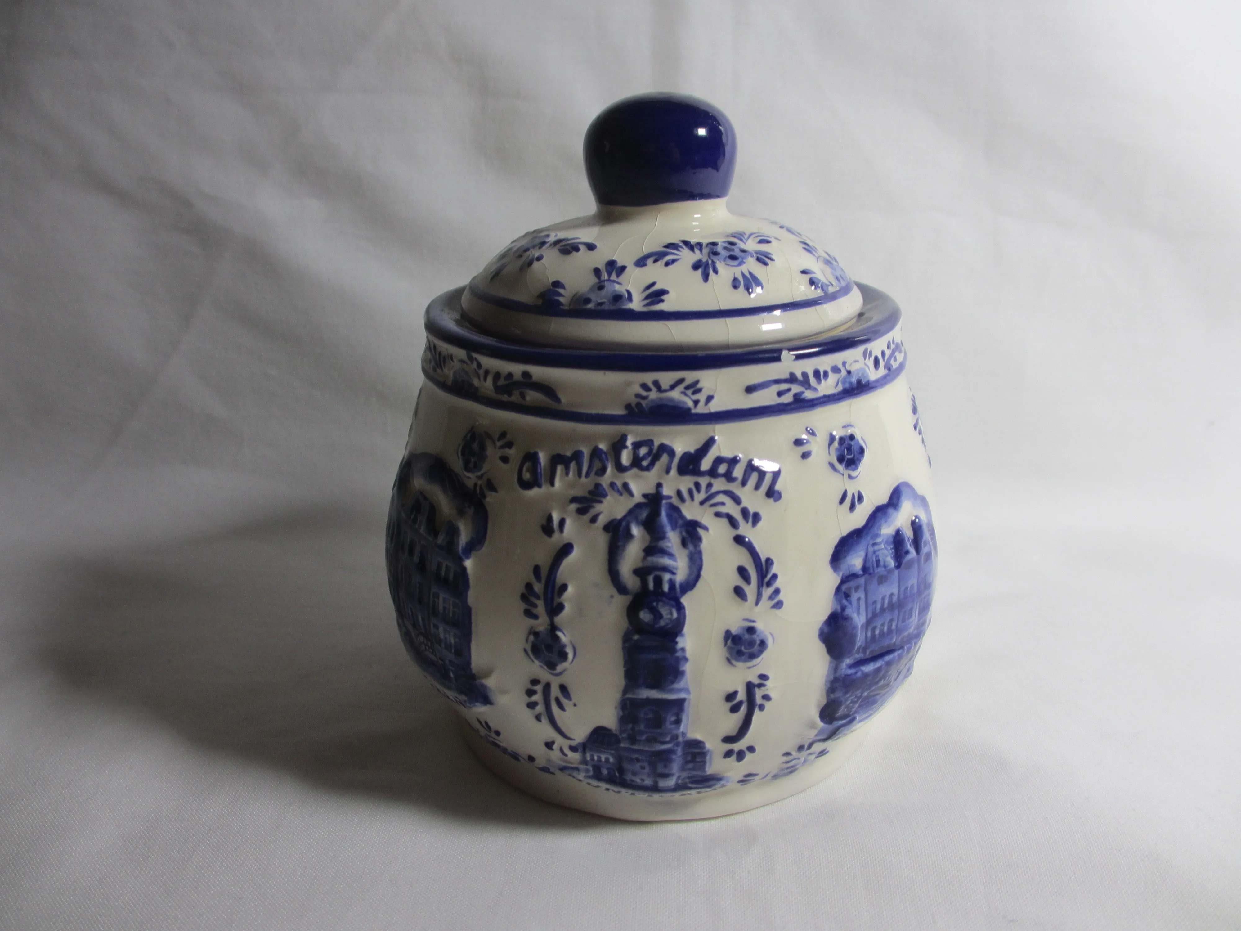 Blue & White Amsterdam Dutch Delft Pot Vintage c1960