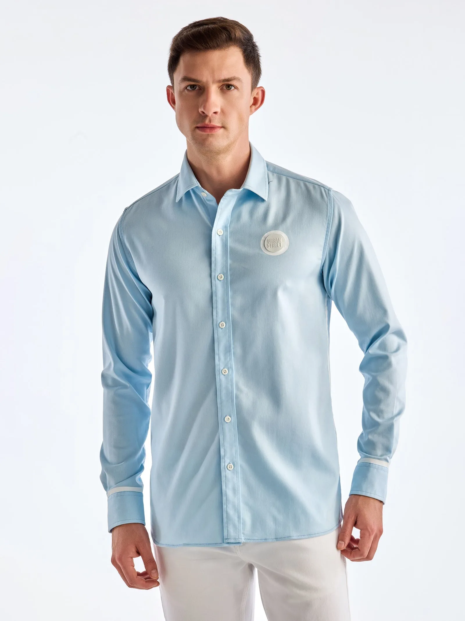 Blue Solid Urban Shirt