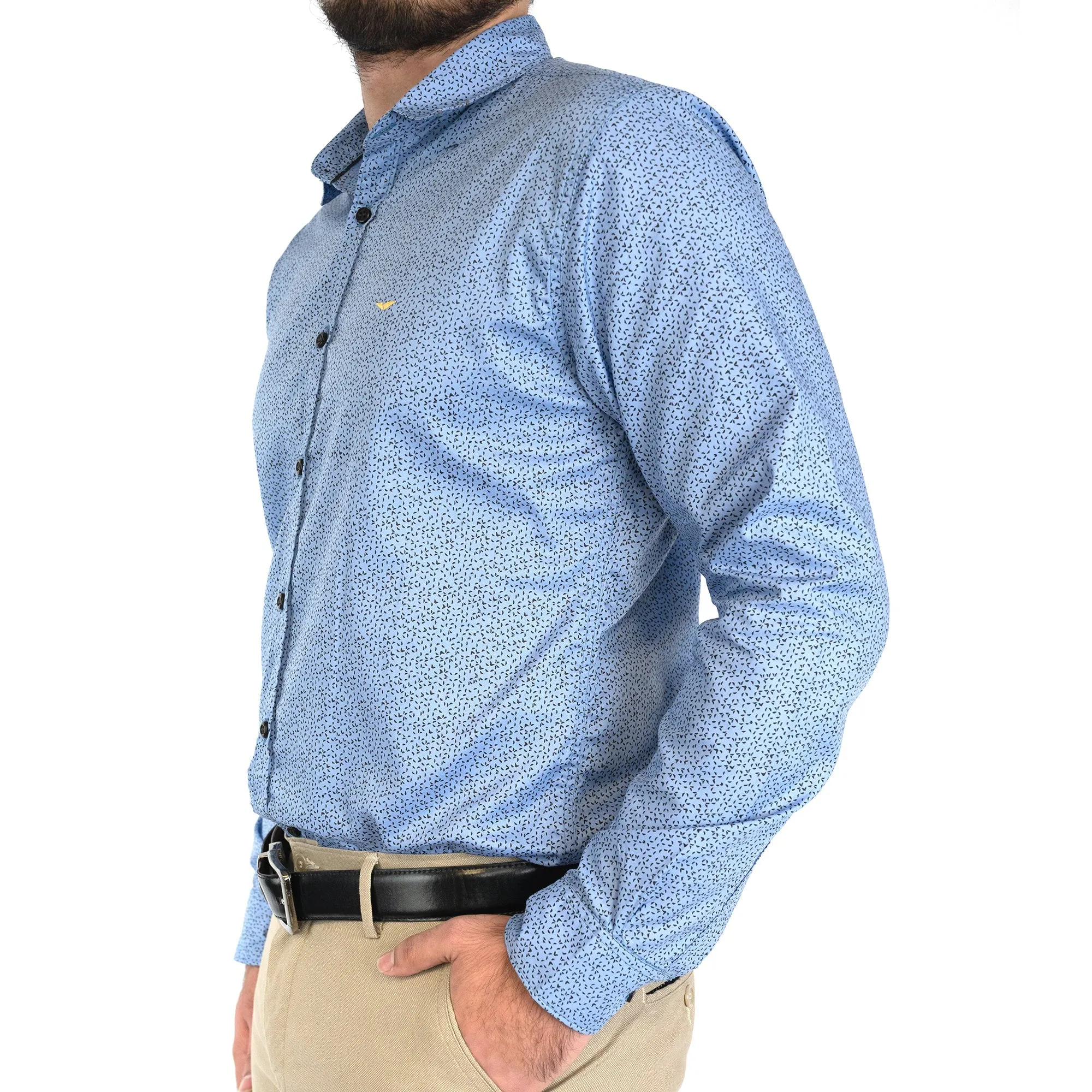 Blue Spotted Print Casual Shirt