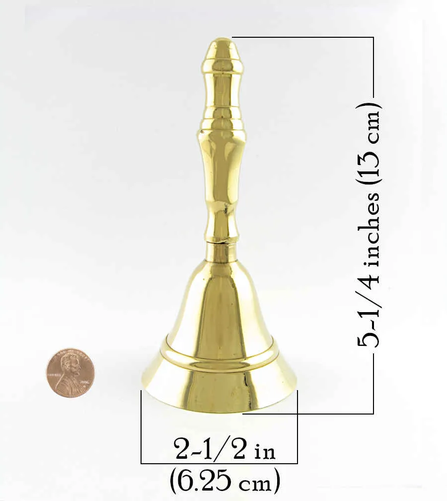 Brass-Plated Hand / Altar Bell Traditional, 5 Inches