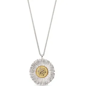 Buccellati - Blossoms Daisy - Pendant Necklace with Brown Diamonds, Sterling Silver and Gold Accents