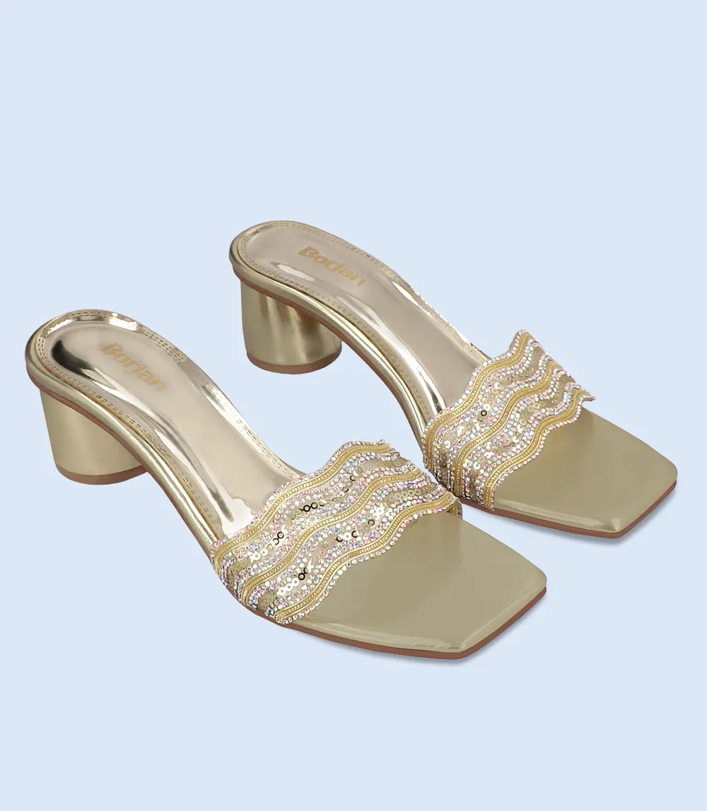 BW8687-DULL GOLD-Women Formal Slipper Heels