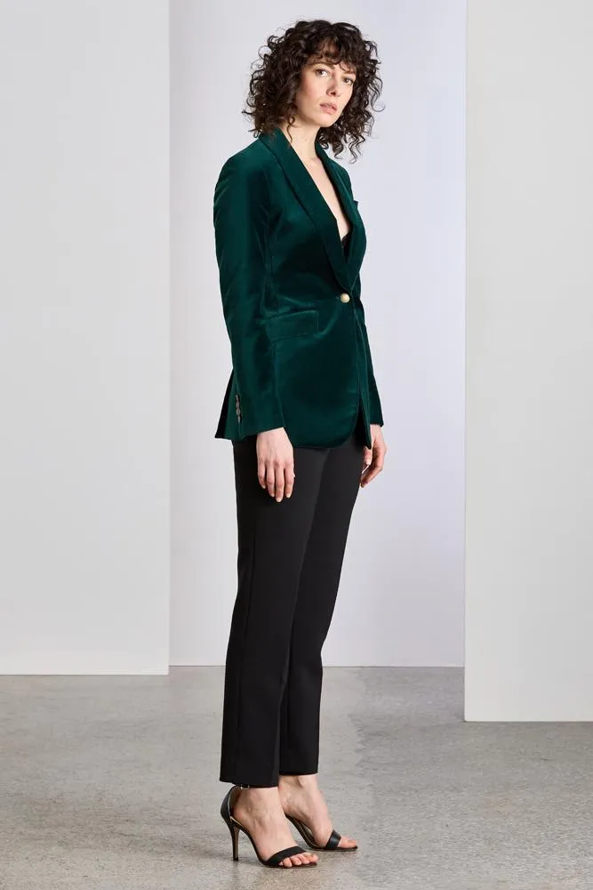 Celine Shawl Jacket - Emerald Green Velvet